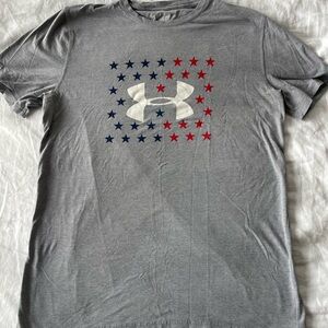 Men’s Under Armour Gray Tee with Red and Blue Star Pattern